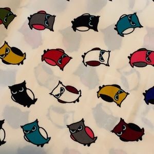 Breezy ModCloth blouse with colorful owls.